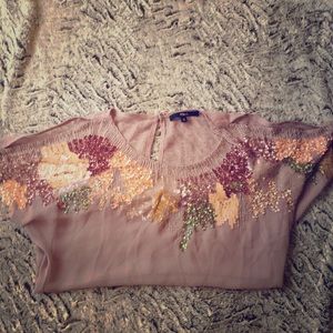 Mauve blouse with multi color sequins